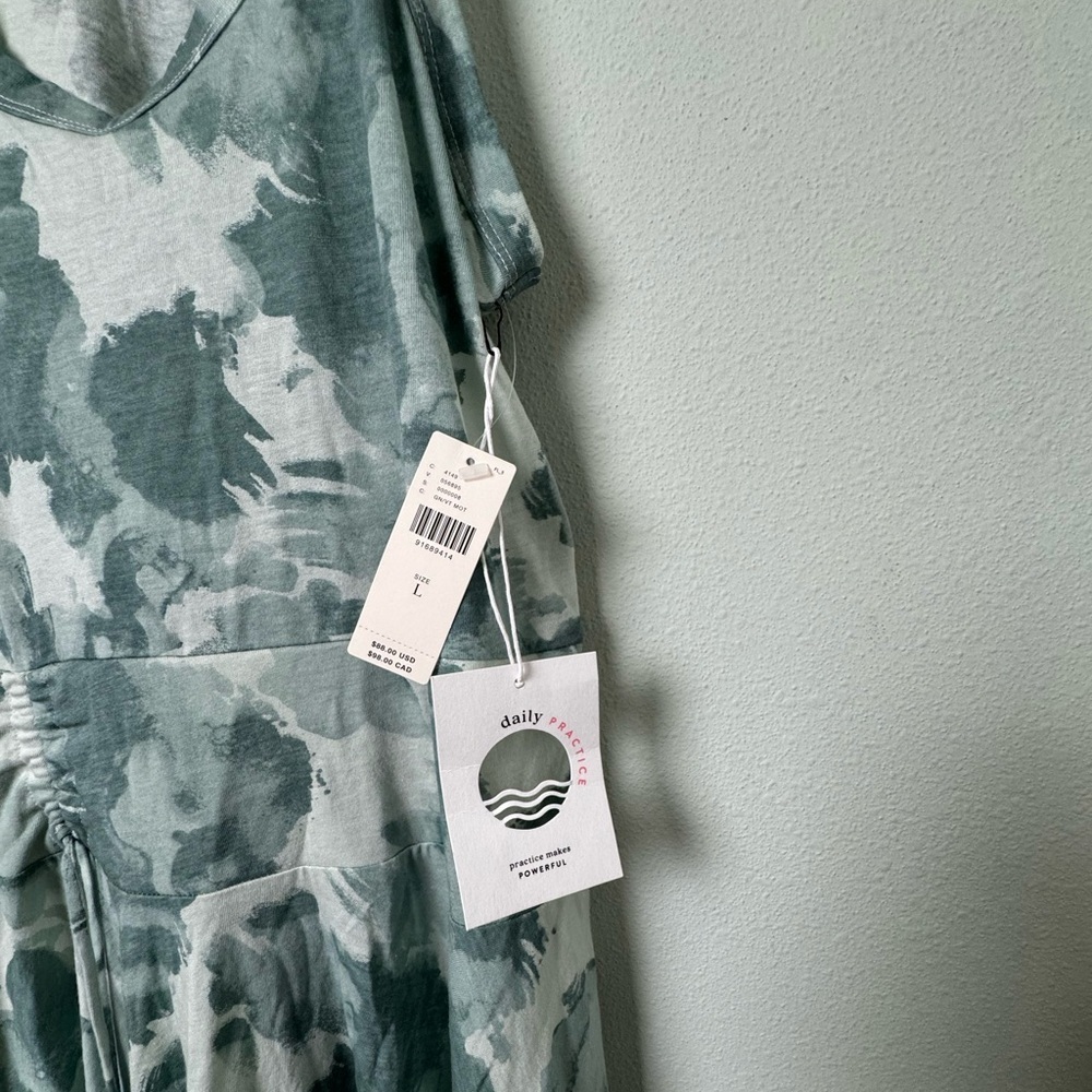 NWT Daily Practice by Anthropologie Half Pipe Mini Dress‎ in Green Motif Size L - Picture 5 of 13